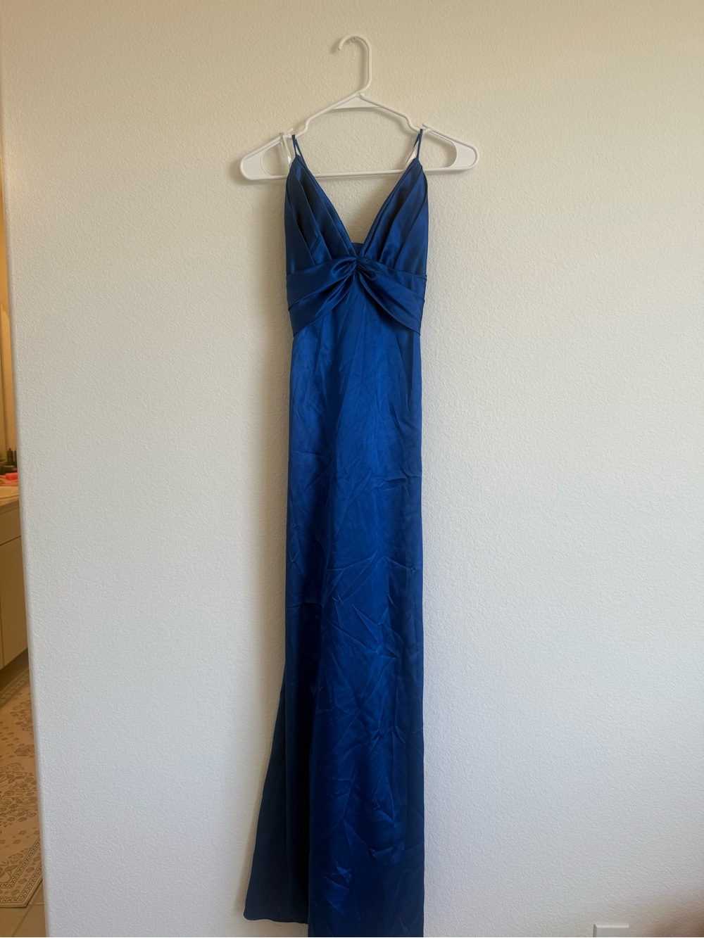 Dancing Queen Deep Blue Satin Evening Gown size large